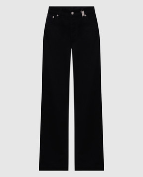 Alexander McQueen Black jeans with logo patch 809766QYAAC