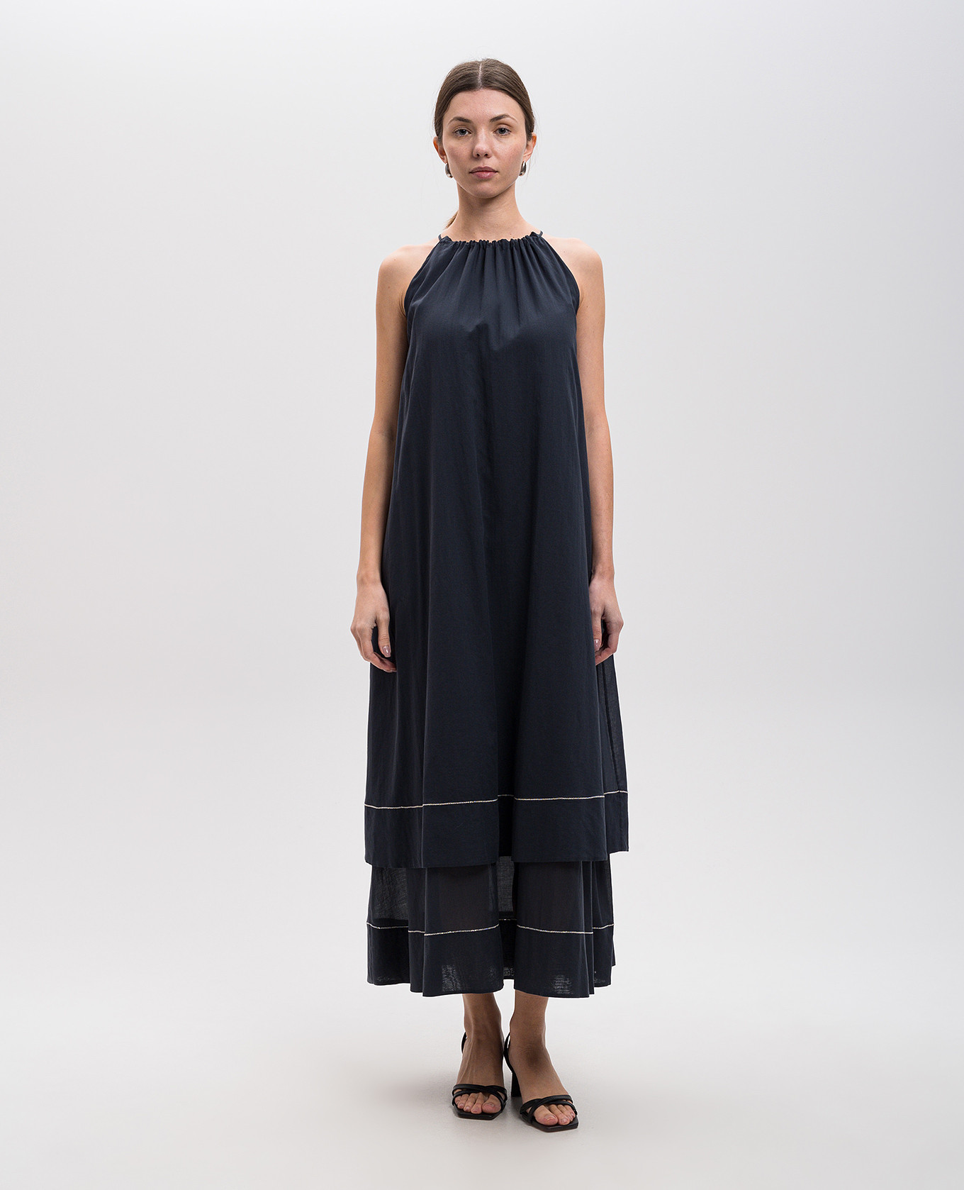 

Blue midi dress with monil chain Peserico