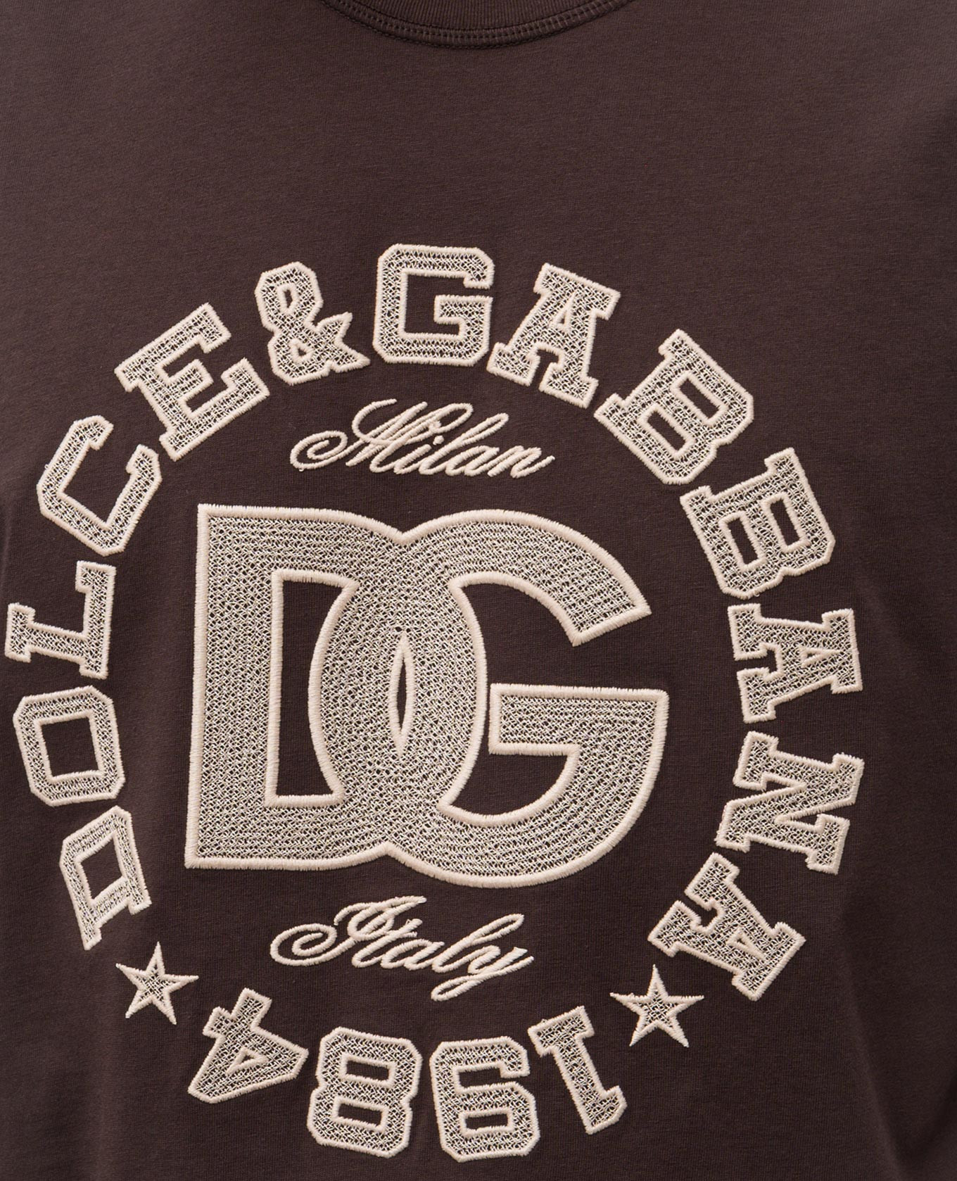 Brown T-shirt with embroidered logo Dolce&Gabbana 5