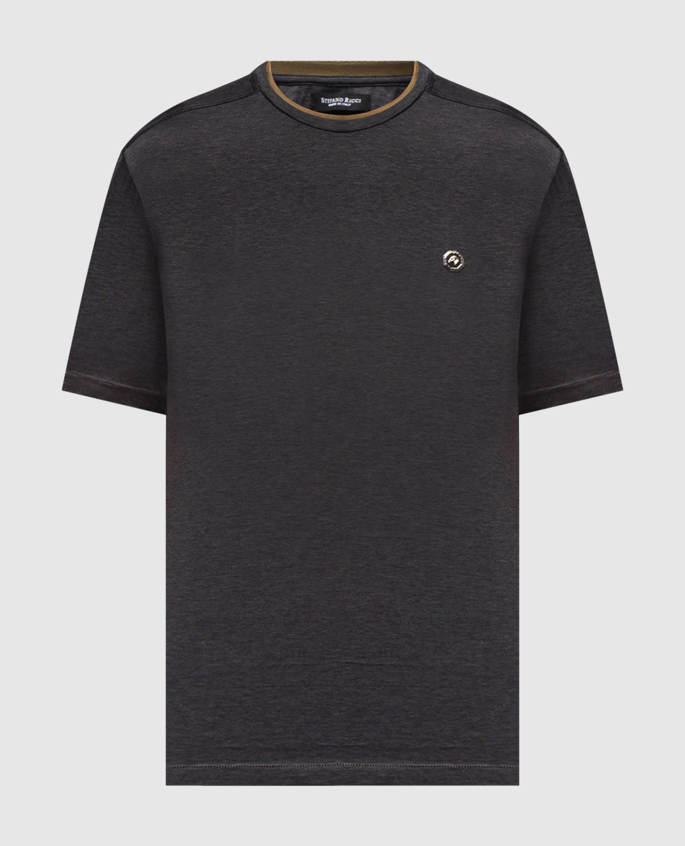 Grey melange T-shirt with emblem Stefano Ricci
