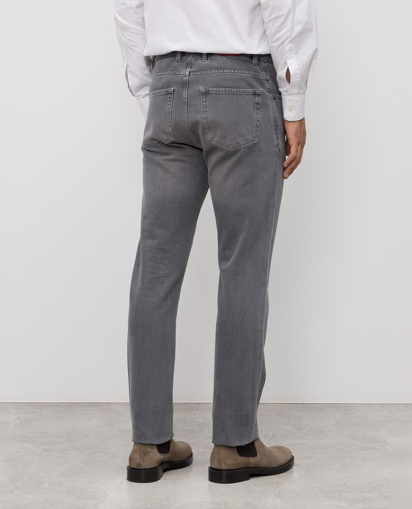 

Grey jeans with logo patch ISAIA