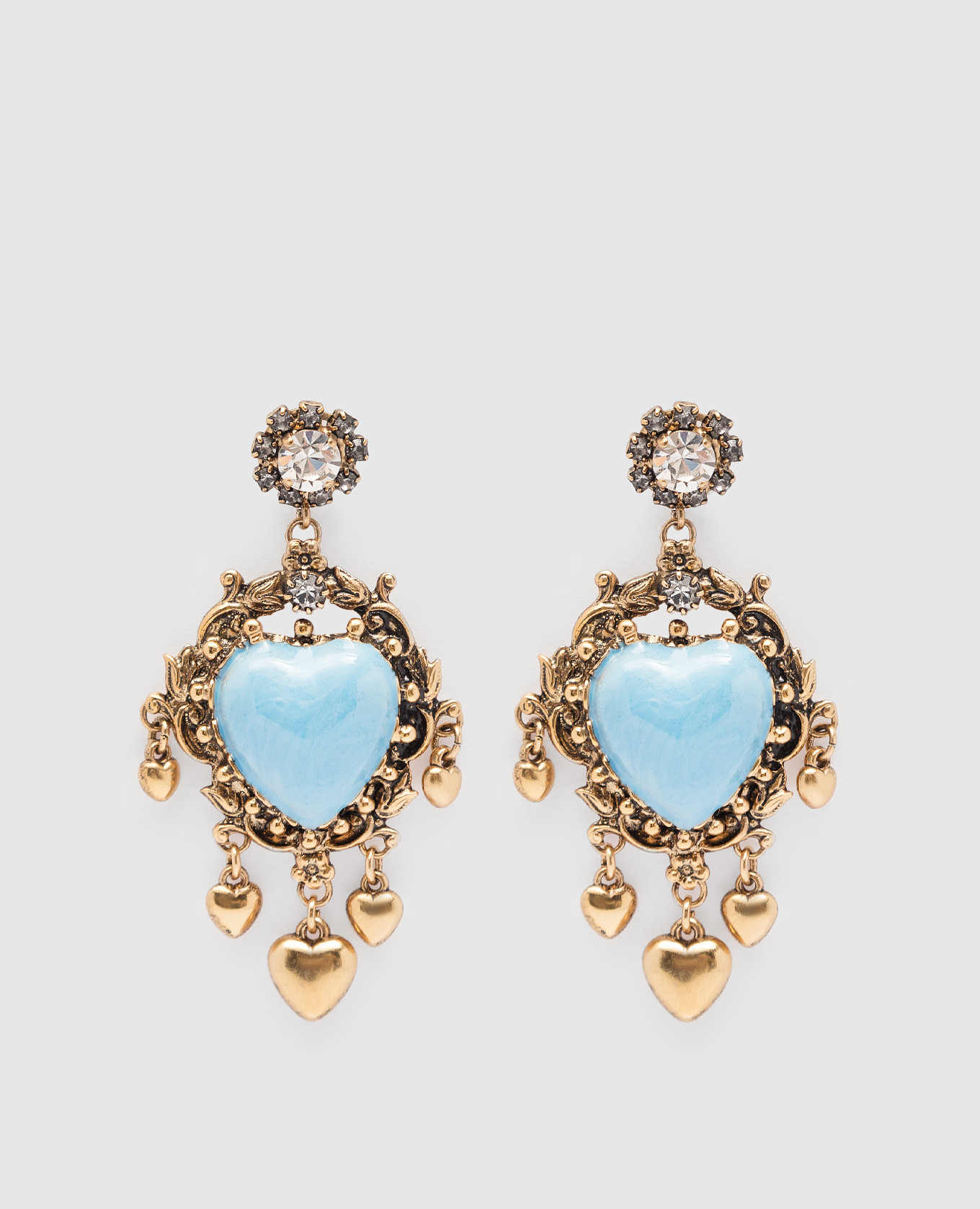 

Paia or cuore smalto golden earrings with crystals CelesteG, Золотистый