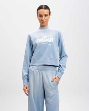 Palm Angels Paradise blue cropped sweatshirt PWBA016S25FLE001