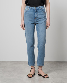 Twinset Blue distressed jeans with logo 241TP262A