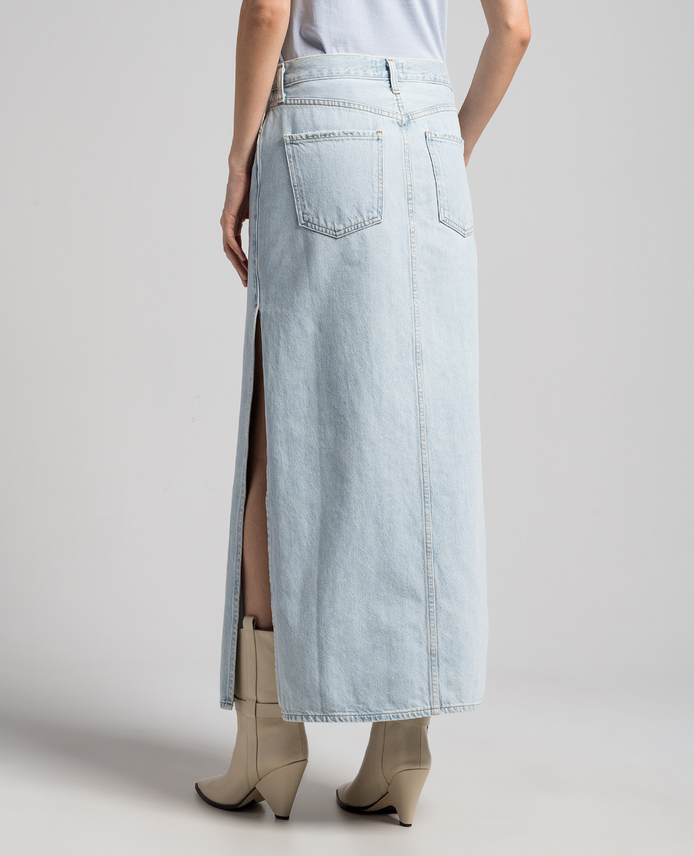 Astrid blue denim skirt with slits AGOLDE 4