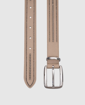 Peserico Beige leather belt with beads S32587C0CC478