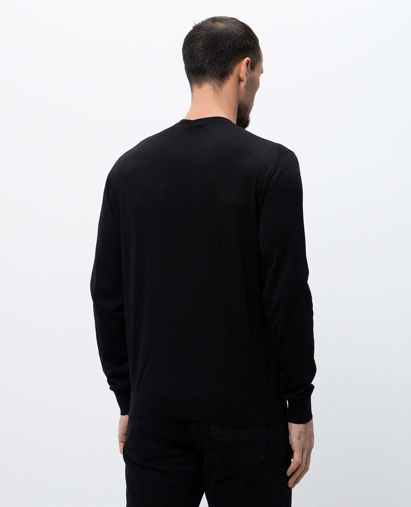 

Black wool, cashmere and silk jumper with metal emblem Stefano Ricci