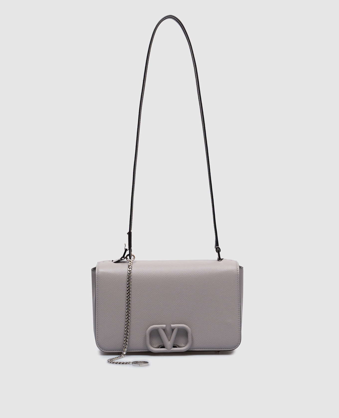 

VLogo Signature Gray Leather Messenger Bag Valentino, Grey