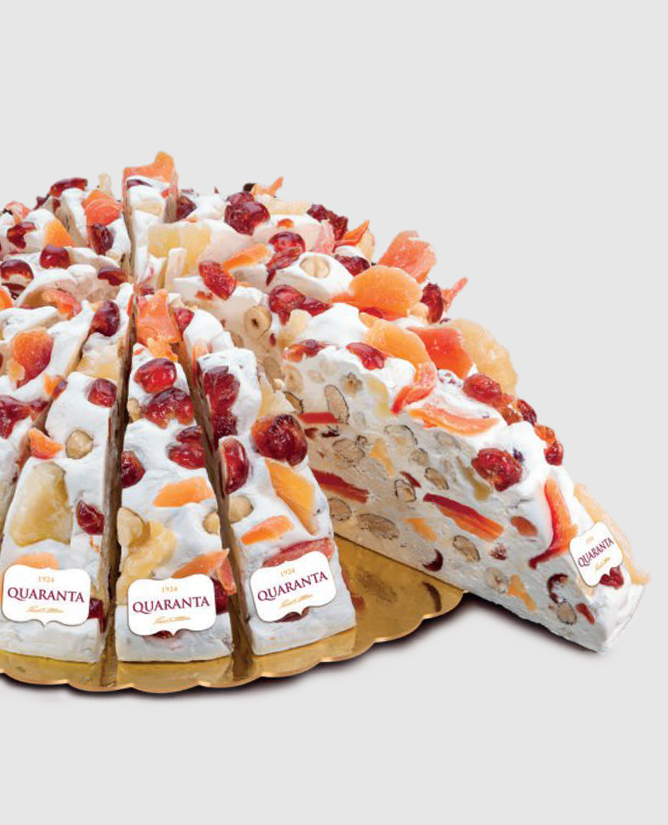 

A portion of nougat cake with a mix of fruits, berries and nuts QUARANTA, Белый
