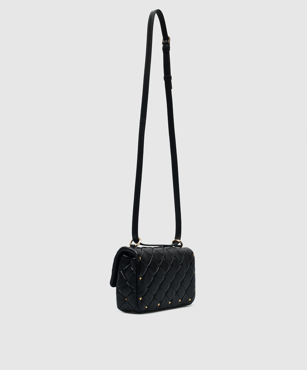 VALENTINO｜ (5W0B0Q04 IGX 0NO / 5W2B0Q04 IGX 0NO) Valentino - Czarna pikowana skórzana torba Rockstud Spike