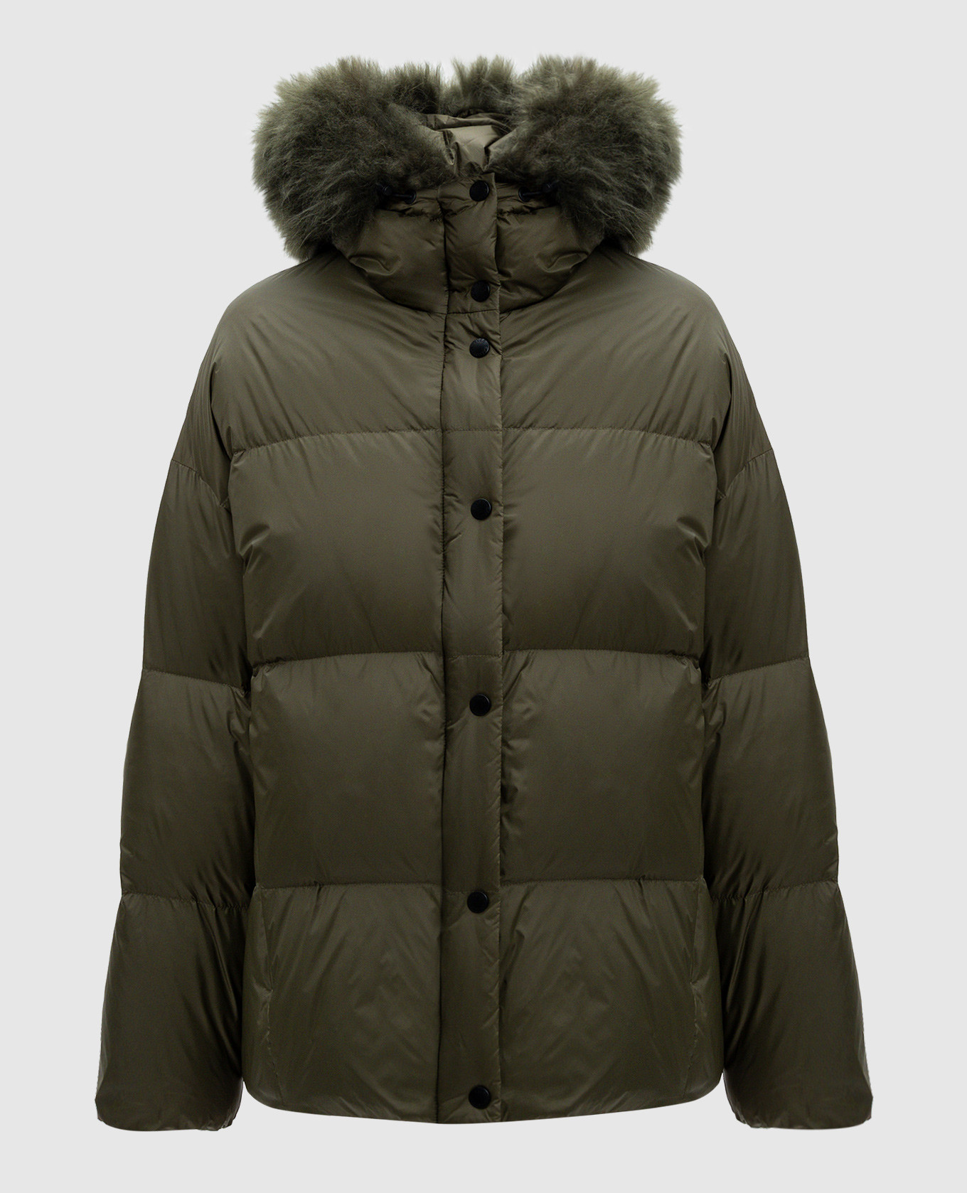 Green down jacket with fur yves salomon army