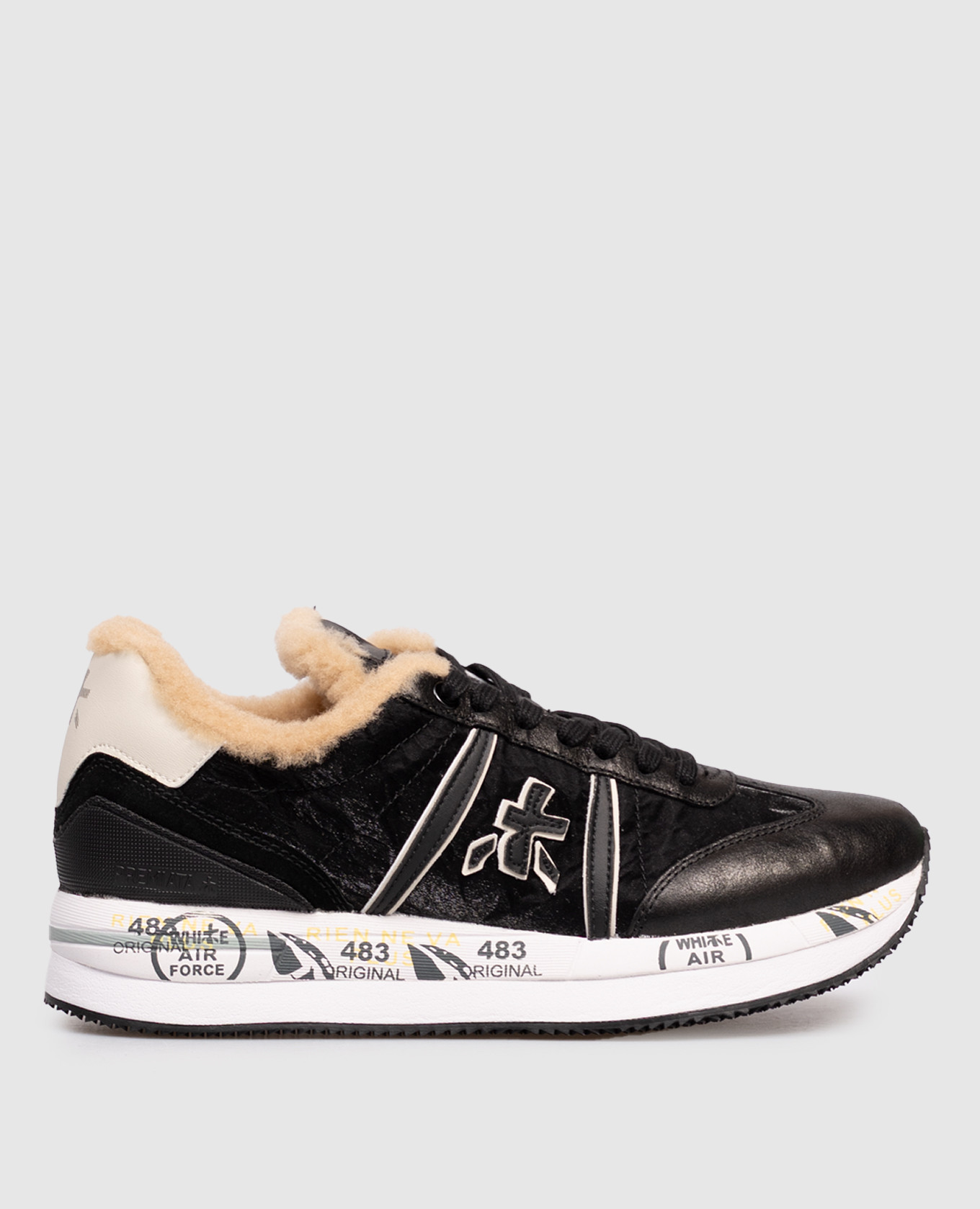 Black CONNY combination sneakers with fur Premiata