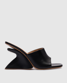 Off-White Black leather Jug mules with curved heels OWIJ042S24LEA001