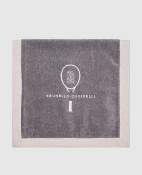 Brunello Cucinelli Gray towel with embroidered logo emblem ML925TN67T