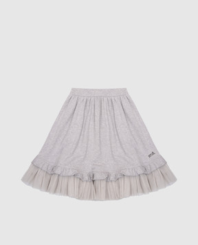Fendi Children's gray melange skirt with ruffles JFE0311012