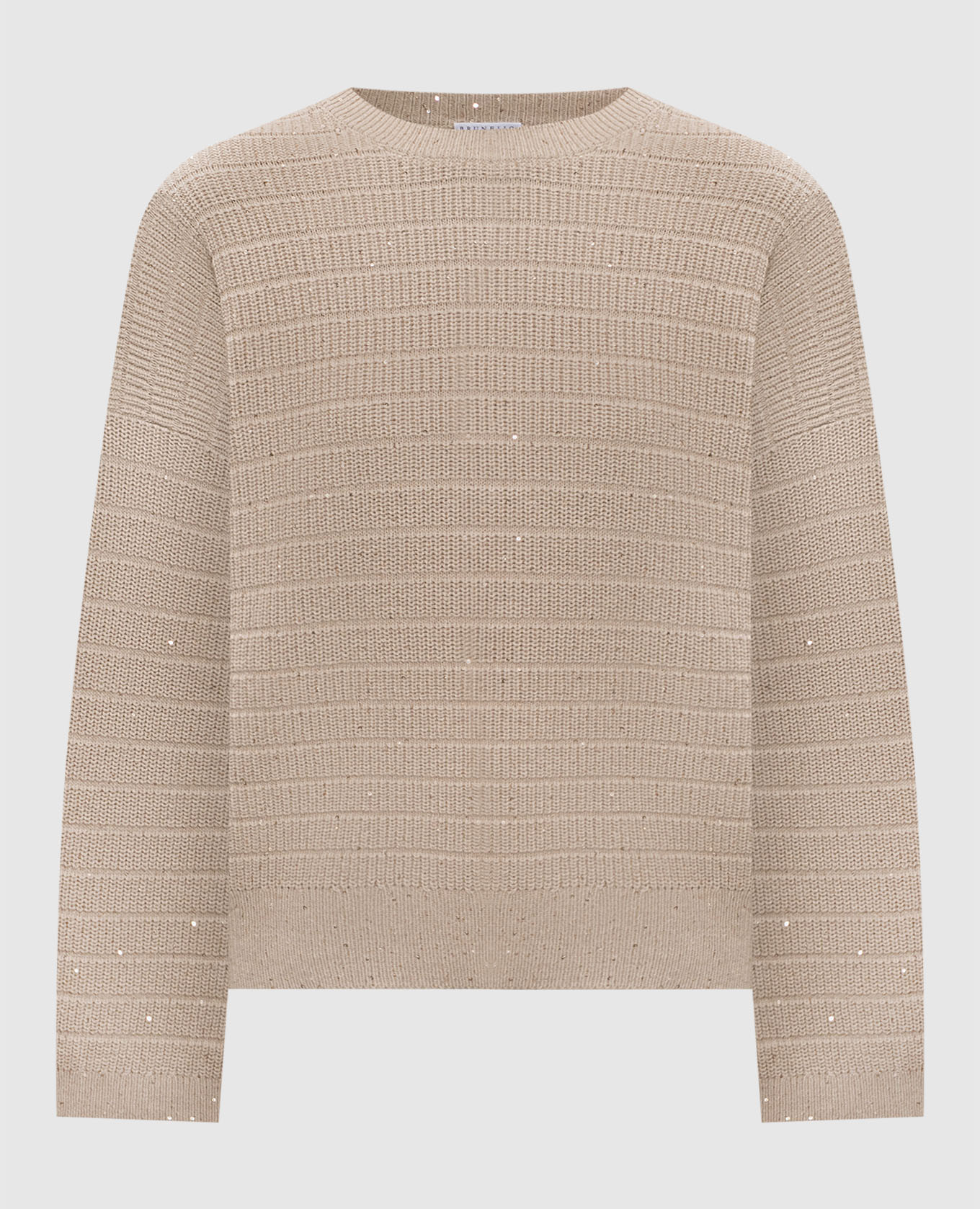 Beige striped sweater with sequins Brunello Cucinelli