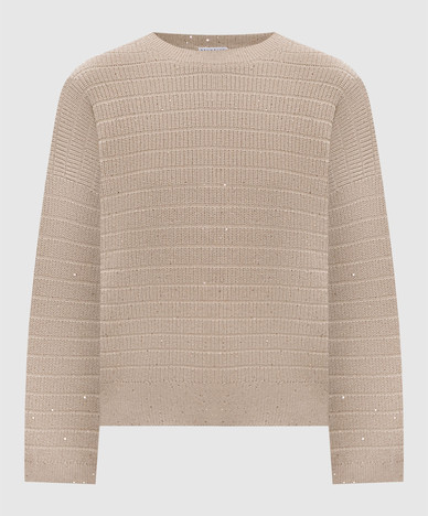 Beige striped sweater with sequins
