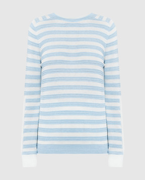 MooRER Blue jumper MAVIS-SYC with striped silk MAVISSYC