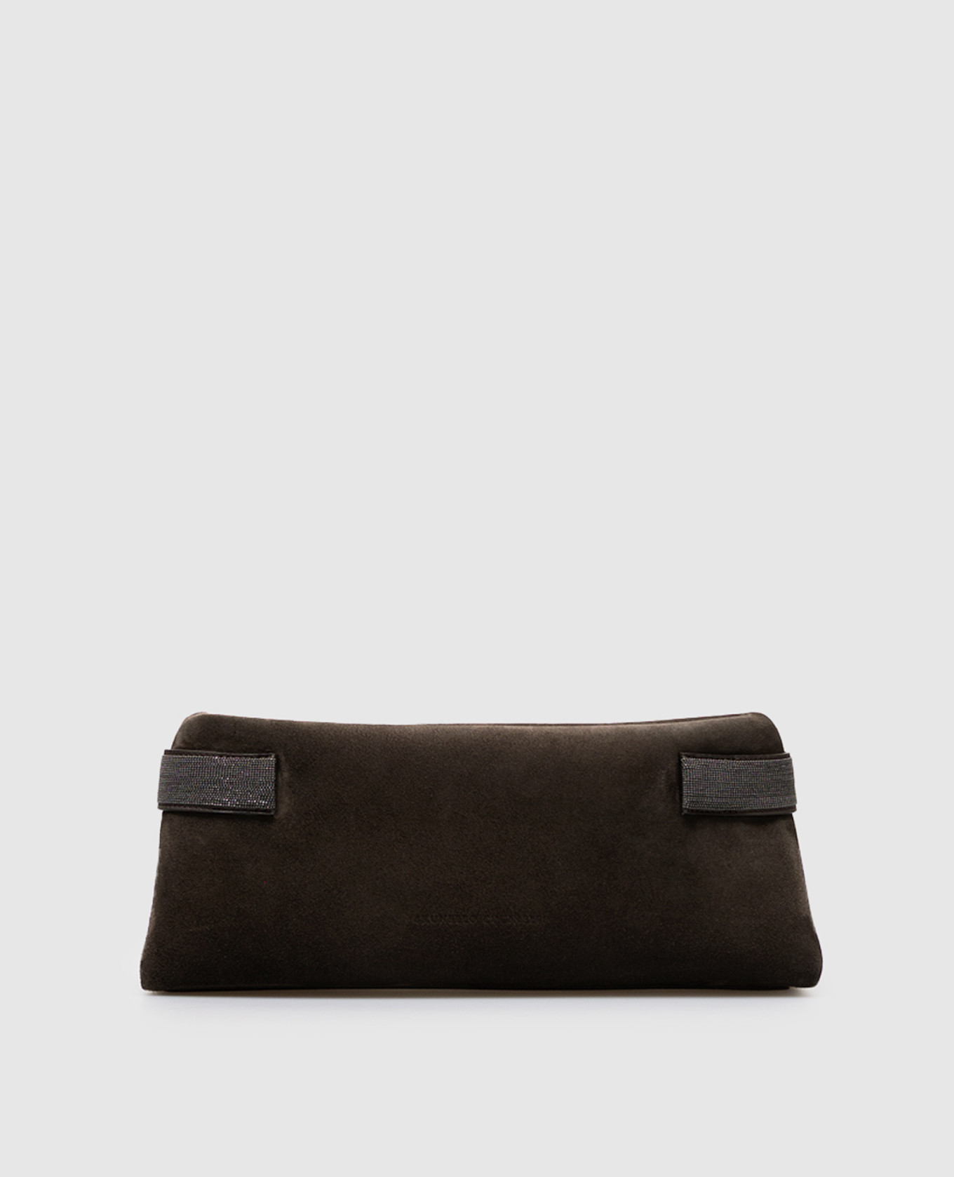 Brown suede Pouch Essence clutch with monil chain Brunello Cucinelli