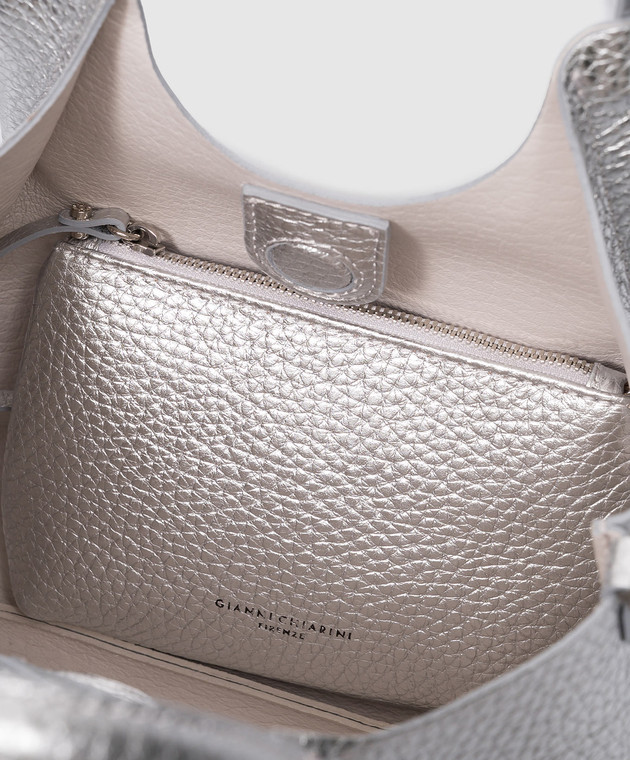 【送料&関税込】Gianni Chiarini Bags.. Silver Gianni Chiarini - Marcella Smooth leather tote bag Silver