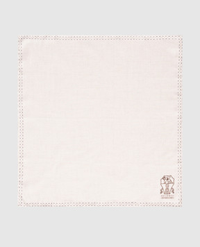 Brunello Cucinelli Grey silk pachet with logo print MR8670091