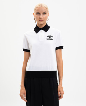 Dolce&Gabbana White polo with contrasting logo applique F8V33ZGDDBE