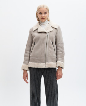 Simonetta Ravizza A gray sheepskin coat in the style of a sheepskin coat F04JA284H29