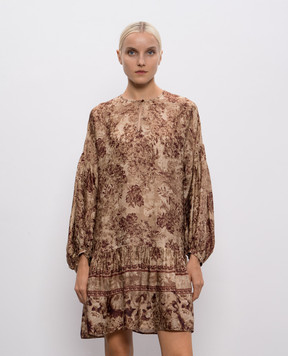 Momoni Amber brown dress with floral print 252MMODR040252MO03B