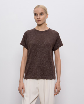 Brunello Cucinelli Brown top with lurex M41810000P