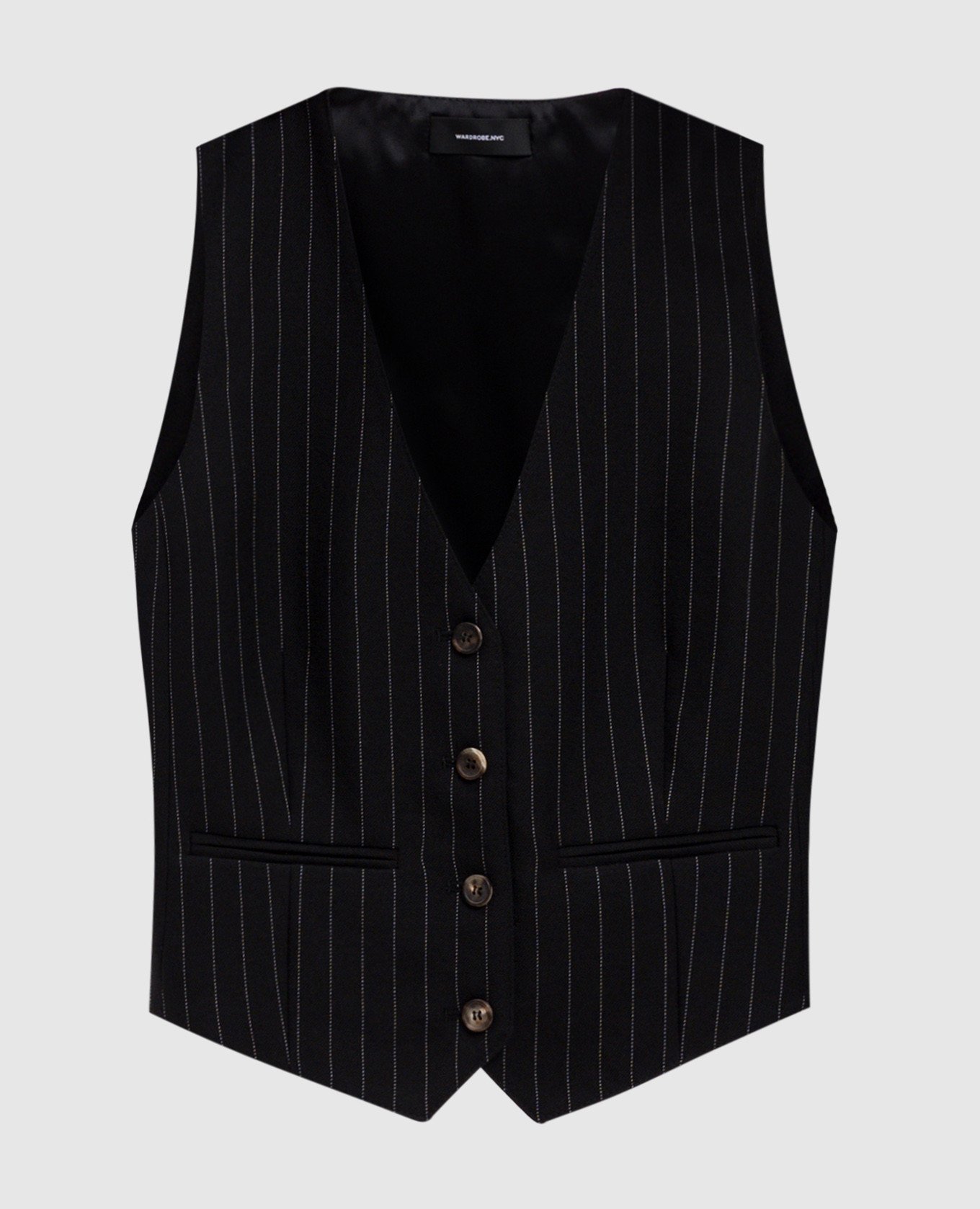

Black striped wool vest WARDROBE.NYC