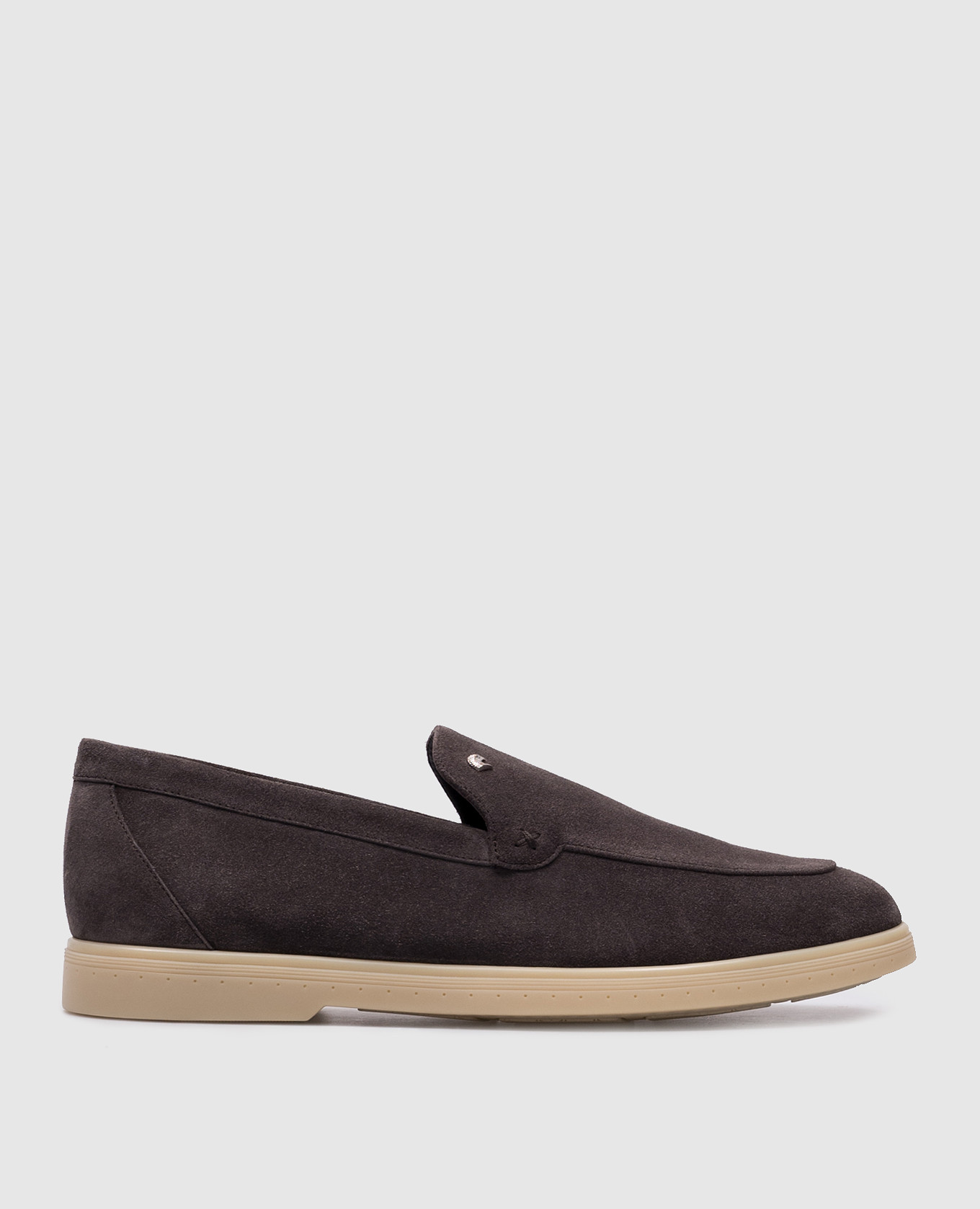 

Gray suede loafers with a metallic eagle head print Stefano Ricci, Grey