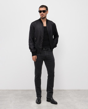 Dolce&Gabbana Black patterned silk bomber jacket G9PD5TFJ1JY