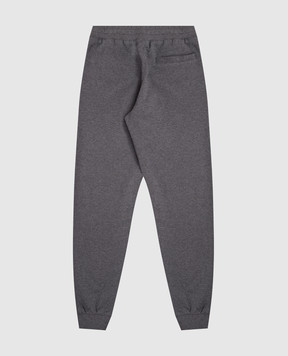 Dolce&Gabbana Children's gray joggers with logo applique L4JPJNG7PDS36
