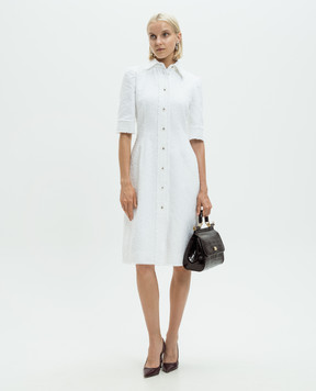 Dolce&Gabbana White tweed shirt dress with linen F6JJRTHUMT9