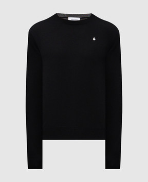 Alexander McQueen Black wool jumper with embroidered logo emblem 839686Q1BEC