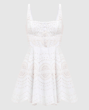 Charo Ruiz White Winnie dress with linen and embroidery 254602