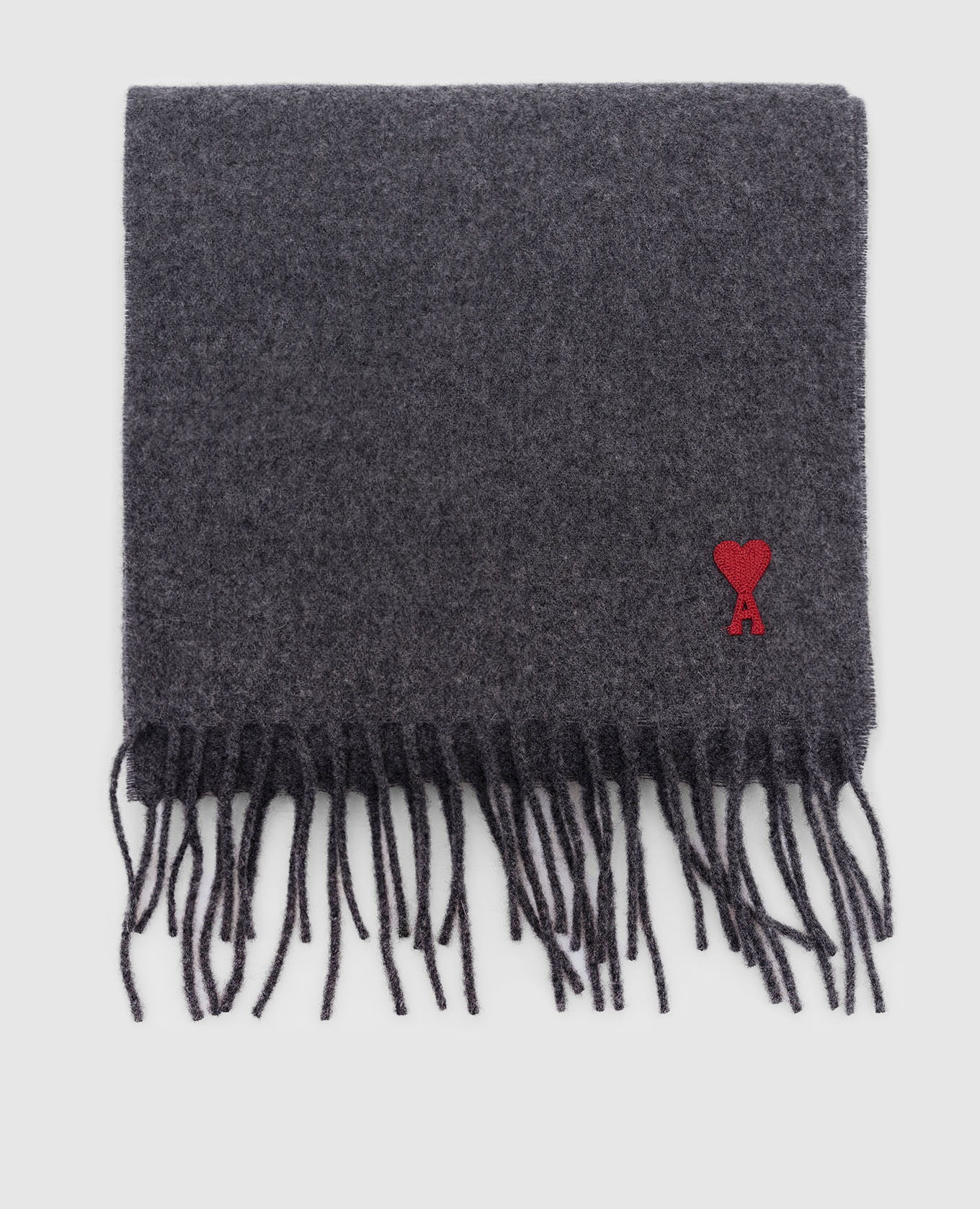 

Gray wool scarf with logo patch Ami Paris, Серый