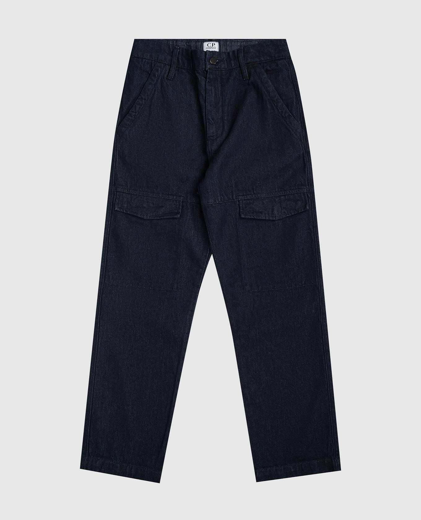 Kids&#39; blue cargo jeans with logo C.P. Company