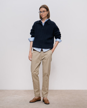 Miu Miu Blue cashmere sweater with a textured pattern L977sh