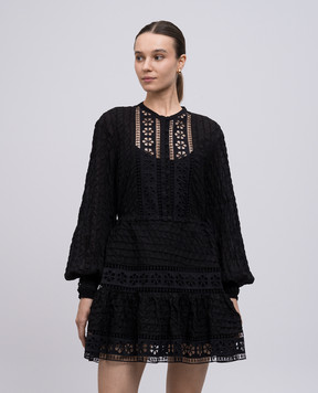 Charo Ruiz Begonne black shirt dress with lace 251604