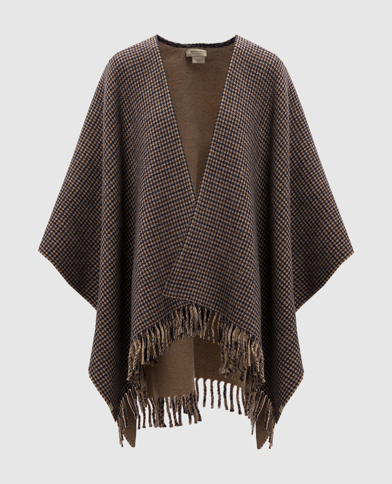 Beige poncho with patterned wool woolrich