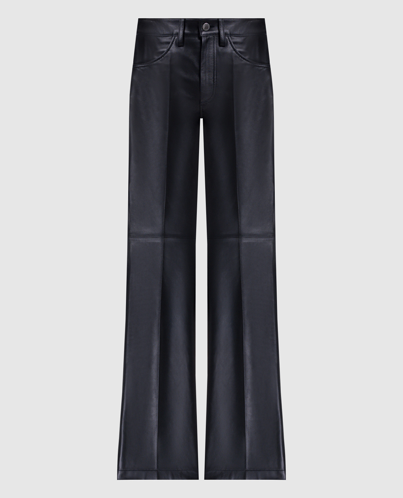 

Black leather flared pants with logo The Attico