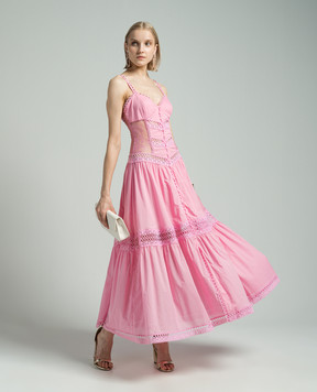 Charo Ruiz Pink Tiana shirt dress with lace 241642