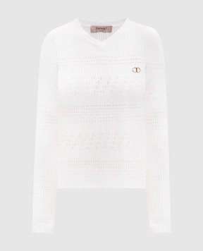 Twinset White ribbed pullover 252TP3241