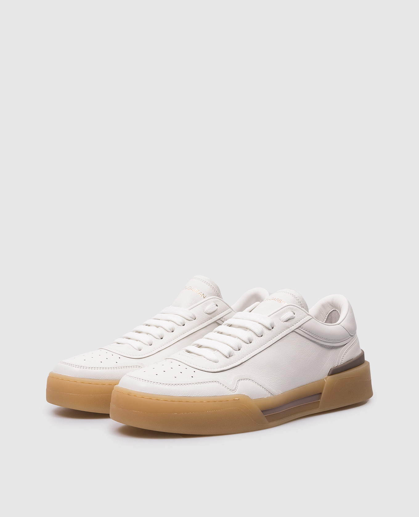 

New Roma white leather sneakers with logo print Dolce&Gabbana