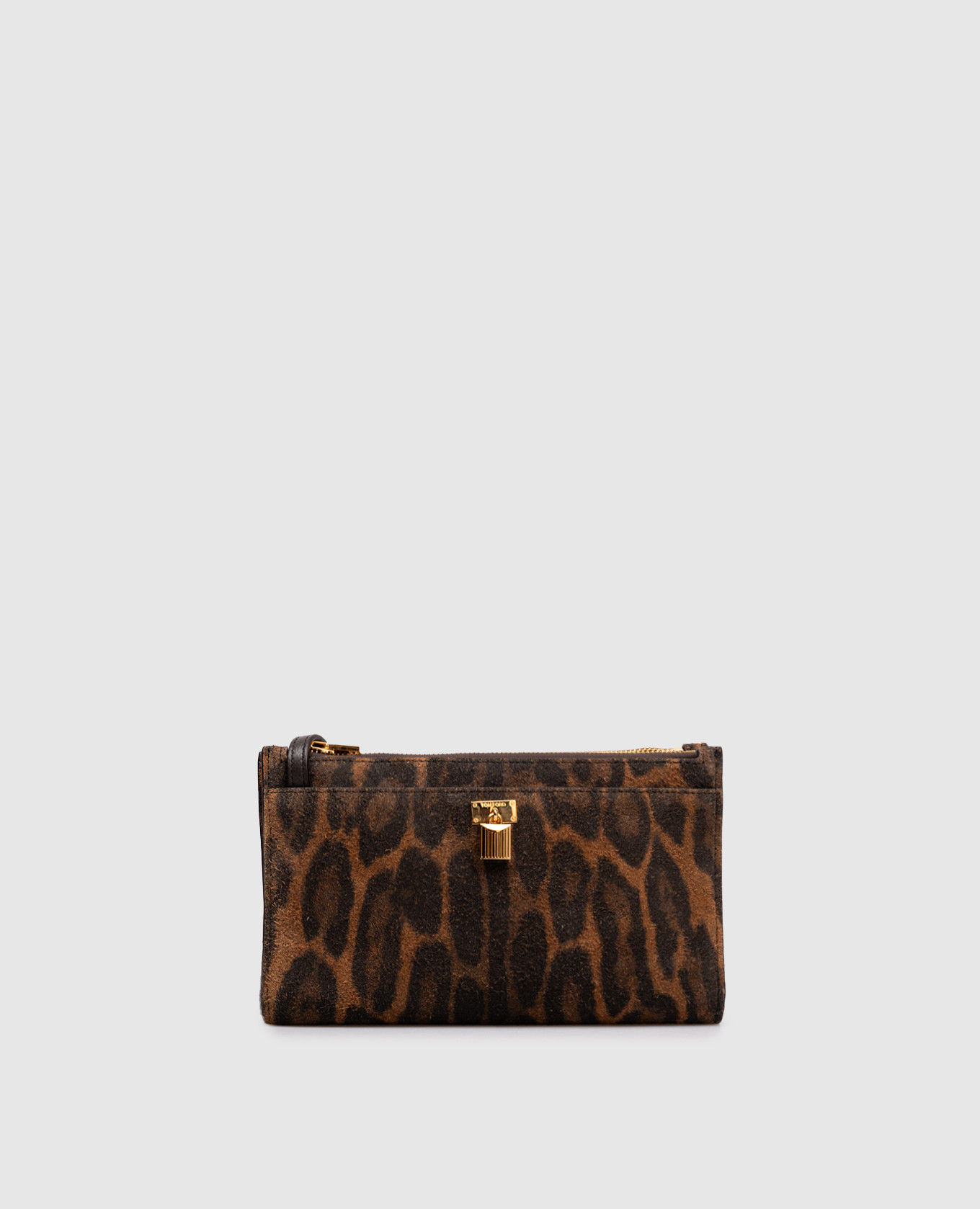 

Brown suede cross-body bag in animal print Tom Ford