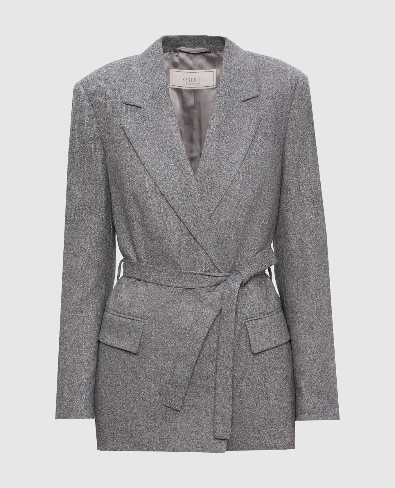 Gray double-breasted jacket with wool and silk Peserico