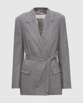 Peserico Gray double-breasted jacket with wool and silk S01700A00770