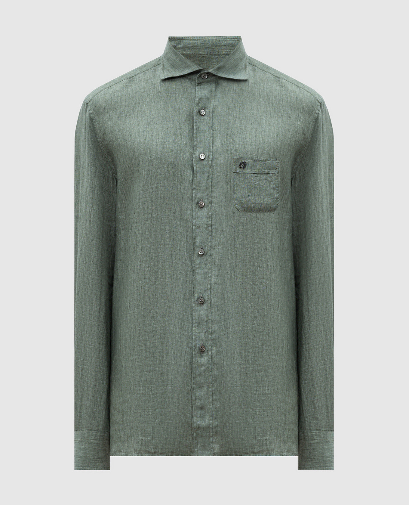 Green linen shirt with logo emblem Stefano Ricci
