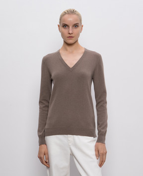 Brunello Cucinelli Brown cashmere pullover with monil chain M12144402P
